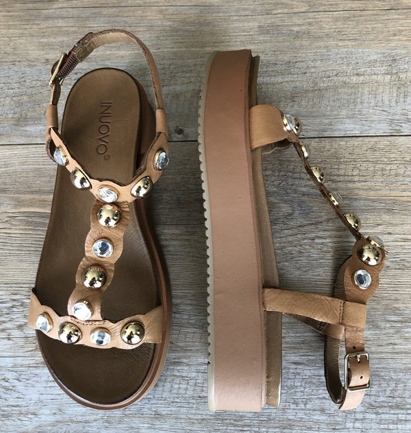 Inuovo 8733 Studded Sandal - Coconut - My Shoe Shop - sandal
