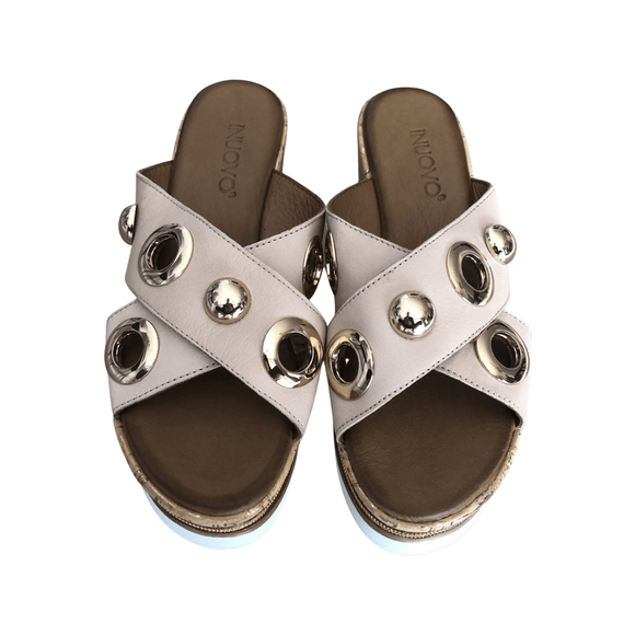 Inuovo 8790 Slip In Wedge with Gold Eyelets - Blush - My Shoe Shop - Wedge
