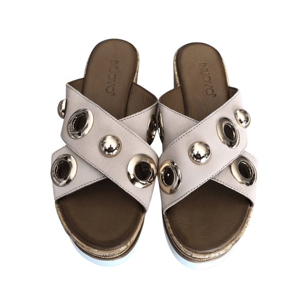 Inuovo 8790 Slip In Wedge with Gold Eyelets - Blush - My Shoe Shop - Wedge