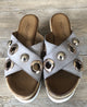 Inuovo 8790 Slip In Wedge with Gold Eyelets - Grey - My Shoe Shop - Wedge