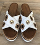 Inuovo 8790 Wedge with Gold Eyelets - White - My Shoe Shop - Wedge