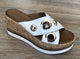 Inuovo 8790 Wedge with Gold Eyelets - White - My Shoe Shop - Wedge