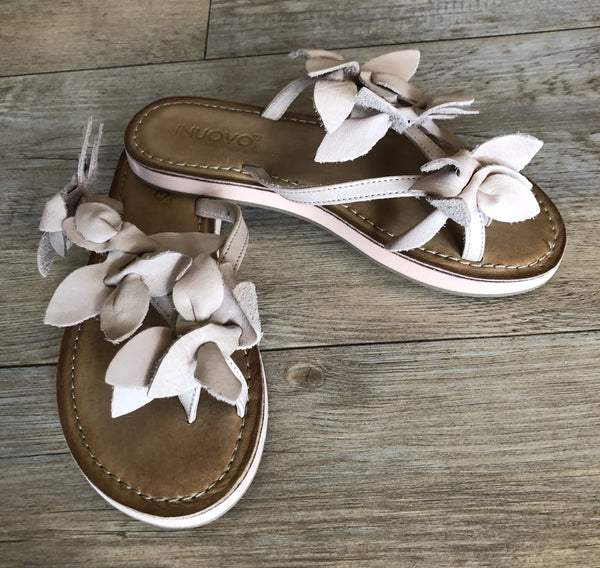 Inuovo 9091 Leather Slipper with Flowers- Blush - My Shoe Shop - Slipper