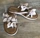 Inuovo 9091 Leather Slipper with Flowers- Blush - My Shoe Shop - Slipper