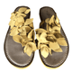 Inuovo 9091 Leather Slipper with Flowers- Mustard - My Shoe Shop - Slipper
