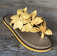 Inuovo 9091 Leather Slipper with Flowers- Mustard - My Shoe Shop - Slipper