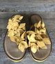 Inuovo 9091 Leather Slipper with Flowers- Mustard - My Shoe Shop - Slipper