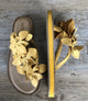 Inuovo 9091 Leather Slipper with Flowers- Mustard - My Shoe Shop - Slipper