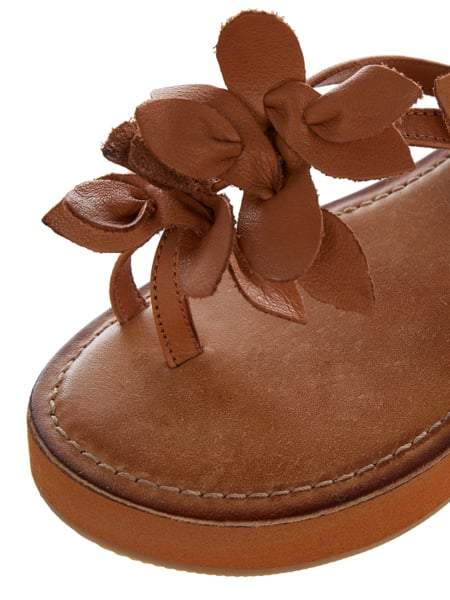 Inuovo 9105 Leather Slipper Wedge with Flowers- Coconut - My Shoe Shop - Wedge