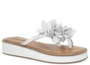 Inuovo 9105 Leather Slipper Wedge with Flowers- White - My Shoe Shop - Wedge