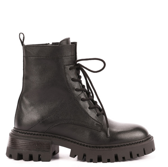 Inuovo Lace Up Leather Boot - Black 