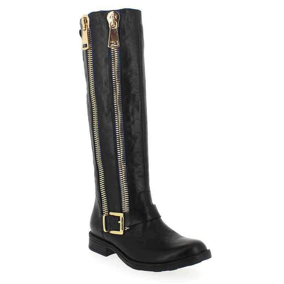 Inuovo Advance Leather Boot with Double Zip - Black - My Shoe Shop - Boots
