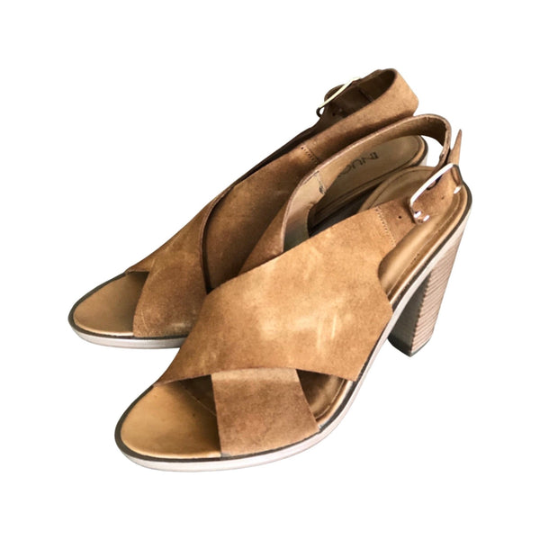 Inuovo heels w soft laser cut leather - Coconut Suede - My Shoe Shop - sandal