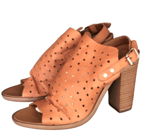 Inuovo Heels w Soft Lasercut Leather- Coconut - My Shoe Shop - Heels