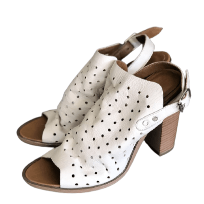 Inuovo Heels w Soft Lasercut Leather- Off-white - My Shoe Shop - sandal