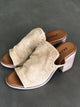 Inuovo soft leather slip in heels w studs - Beige Suede - My Shoe Shop - sandal