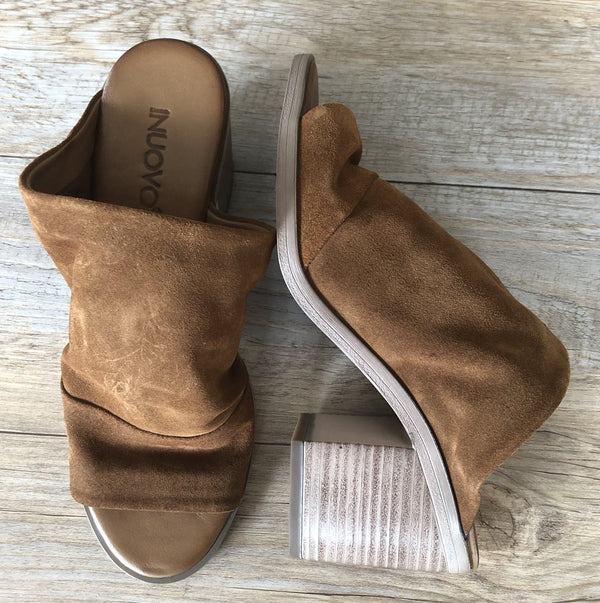 Inuovo Soft Suede Heels - Coconut - My Shoe Shop - sandal