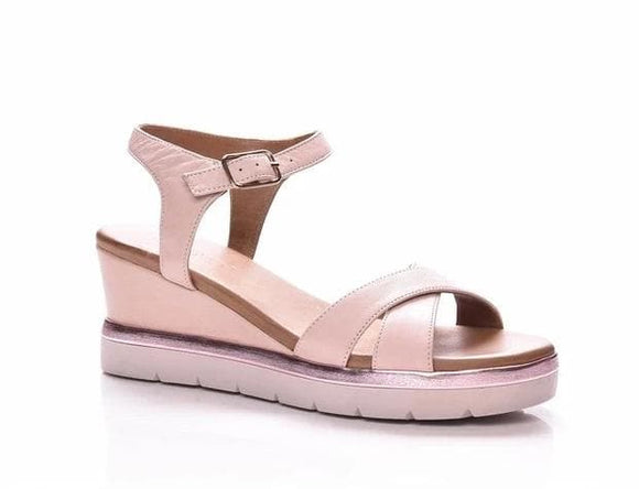 Inuovo wedge with cross straps - Blush - My Shoe Shop - sandal