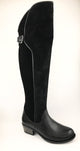 Knee High Suede and Leather Boot - Black - My Shoe Shop - boot