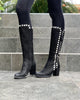 La Femme Plus High Nubuck Boots with Diamante - Black - My Shoe Shop - Boots