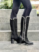 La Femme Plus High Nubuck Boots with Diamante - Black - My Shoe Shop - Boots