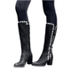 La Femme Plus High Nubuck Boots with Diamante - Black - My Shoe Shop - Boots
