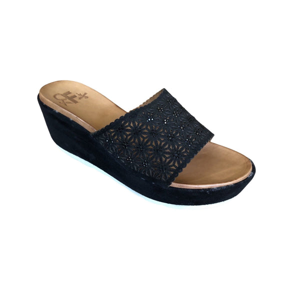 La Femme Plus Suede SF05-1A Wedge - Black - My Shoe Shop - Wedge