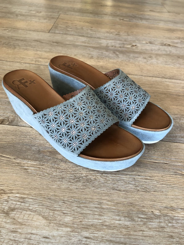 La Femme Plus Suede SF05-1A Wedge - Laguna Blue - My Shoe Shop - Wedge