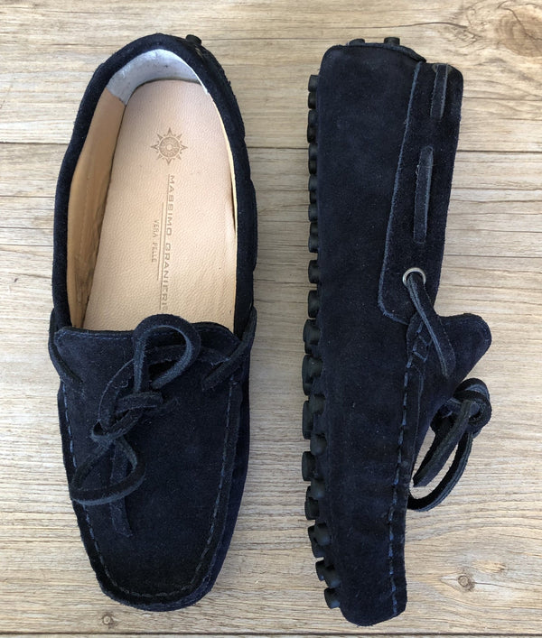 Massimo Granieri Suede Moccasin - Navy - My Shoe Shop - Moccasin