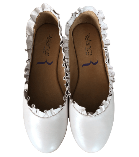 Relance Frilled Leather Ballerina - Nude Pink - My Shoe Shop - Ballerina