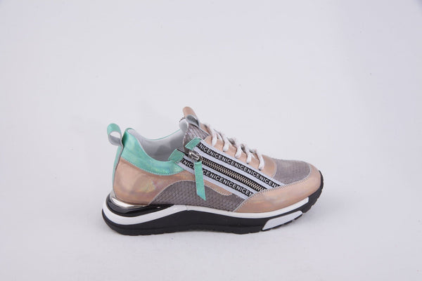 Rose Gold and Green Sneaker with lace and zip - My Shoe Shop - Sneaker