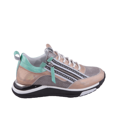 Rose Gold and Green Sneaker with lace and zip - My Shoe Shop - Sneaker