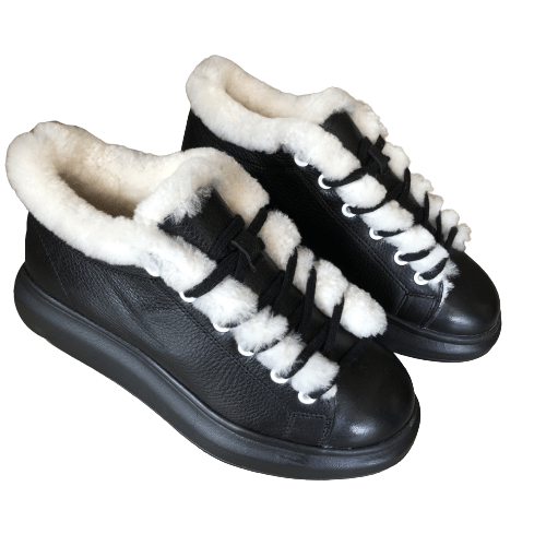 Sergio Puccini Leather Sneaker with Fur - Black - My Shoe Shop - Leather sneaker