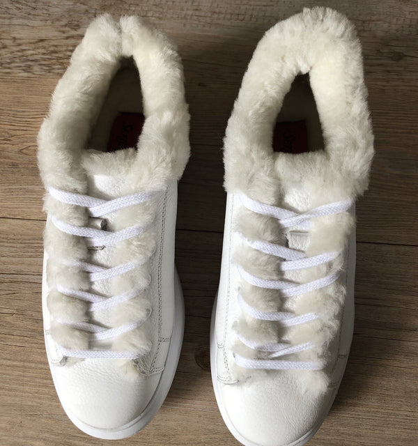 Sergio Puccini Leather Sneaker with Fur - White - My Shoe Shop - Leather sneaker