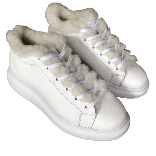 Sergio Puccini Leather Sneaker with Fur - White - My Shoe Shop - Leather sneaker