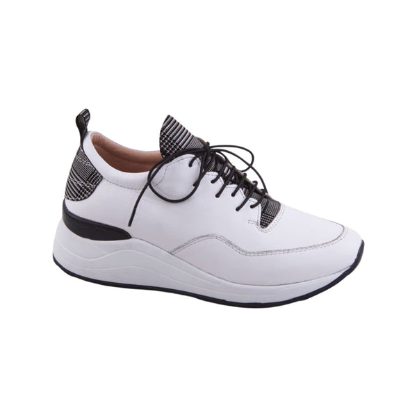 Sneaker with checkered pattern and Black Lace - White - My Shoe Shop - Sneaker