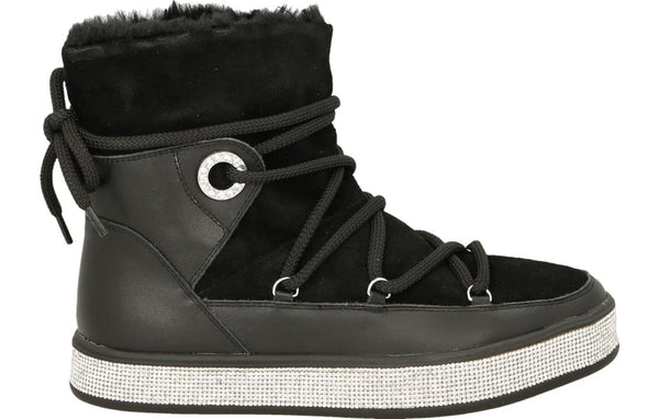 Studio Modd Boot 30805 w bling edge and fur - Black - My Shoe Shop - Sneaker Boot