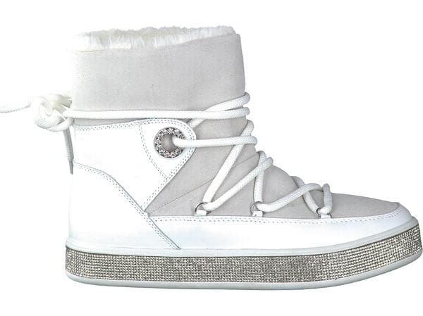 Studio Modd Boot 30805 w bling edge and fur - White - My Shoe Shop - Sneaker Boot