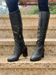 Tall Lasercut Leather Boot - Black - My Shoe Shop - Default
