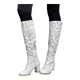 Tall Lasercut Leather Boot - White - My Shoe Shop - boot