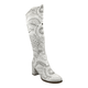 Tall Lasercut Leather Boot - White - My Shoe Shop - boot
