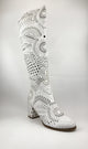 Tall Lasercut Leather Boot - White - My Shoe Shop - boot