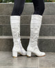 Tall Lasercut Leather Boot - White - My Shoe Shop - boot