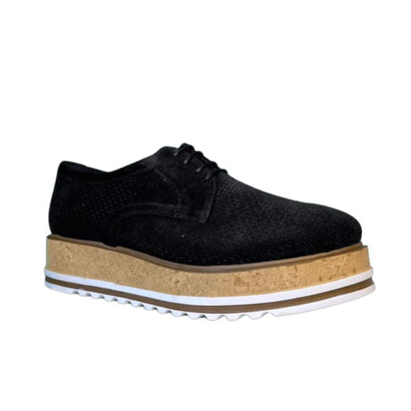 Via Veneto 6303 Suede Wedge Loafer - Black - My Shoe Shop - Loafer