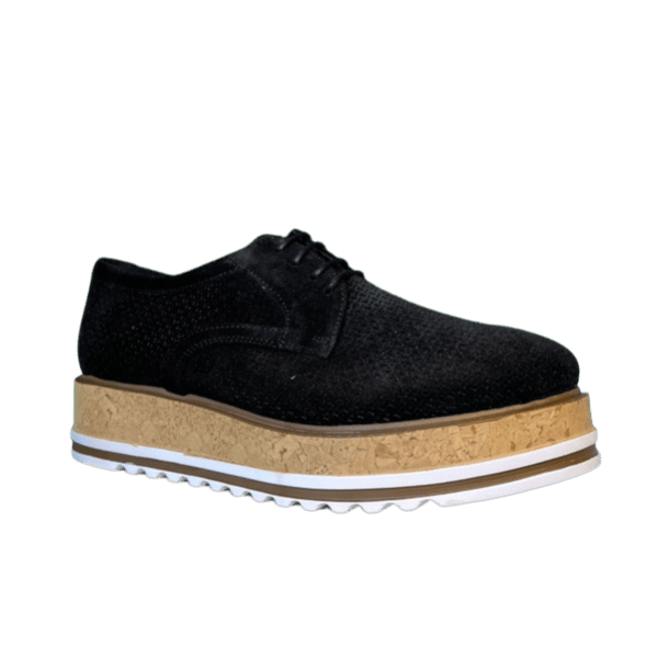 Via Veneto 6303 Suede Wedge Loafer - Black - My Shoe Shop - Loafer