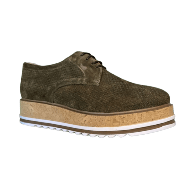 Via Veneto 6303 Suede Wedge Loafer - Military Green - My Shoe Shop - Loafer
