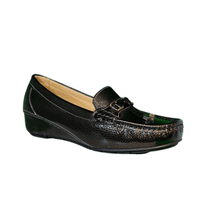 Via Veneto 706 Patent Leather Loafer Wedge - Olive - My Shoe Shop - Loafer