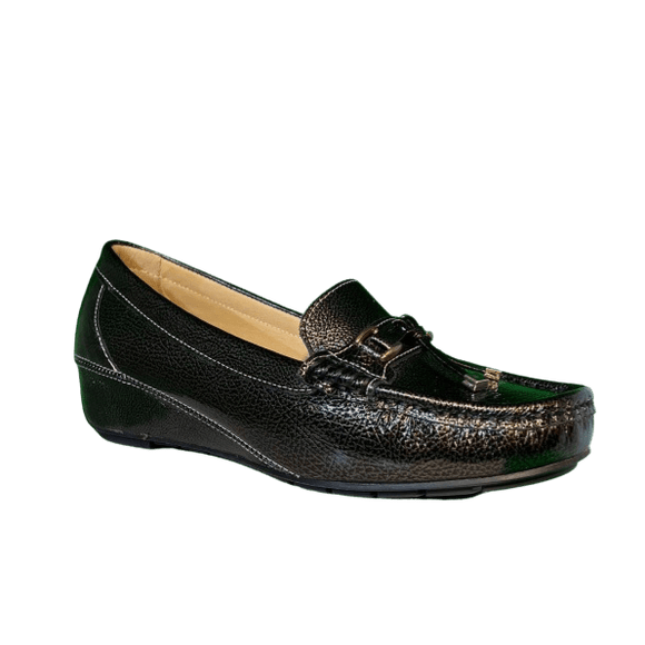 Via Veneto 706 Patent Leather Loafer Wedge - Olive - My Shoe Shop - Loafer