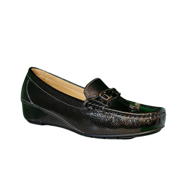 Via Veneto 706 Patent Leather Loafer Wedge - Olive - My Shoe Shop - Loafer