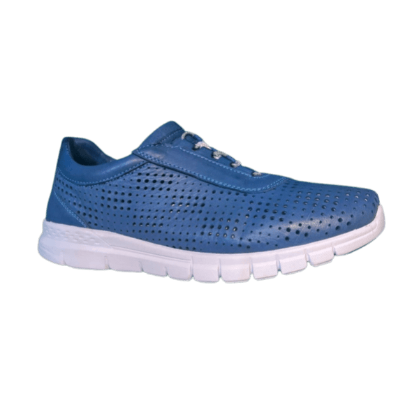 Via Veneto 7865 Lasercut Leather Sneaker - Blue - My Shoe Shop - Sneaker
